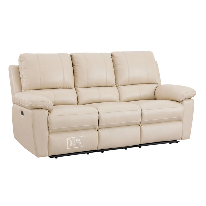 3 Seater Electric Recliner Sofa | Cream Real Leather | Trento