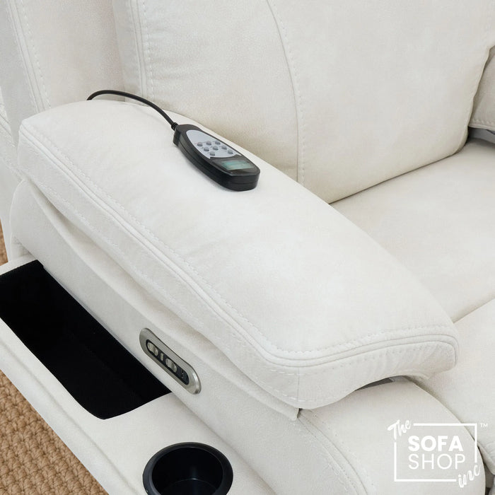 1 Seater Smart Tech Electric Recliner Cinema Chair | Cream Fabric | Vinsonova