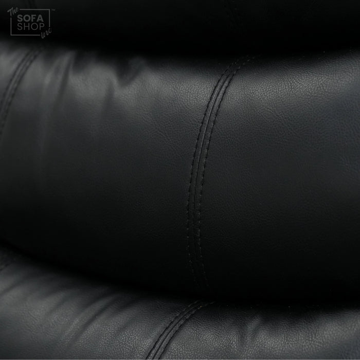 2 Seater Manual Recliner in Black Leather | Manual Reclining Mechanism | With Scratched Armrest & Ripped Side Panel | Trento | Free Assembly | Second Hand Sofa 15