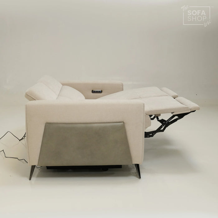 3 Seater Smart Electric Sofa | Beige Fabric | Sample | Cadenza