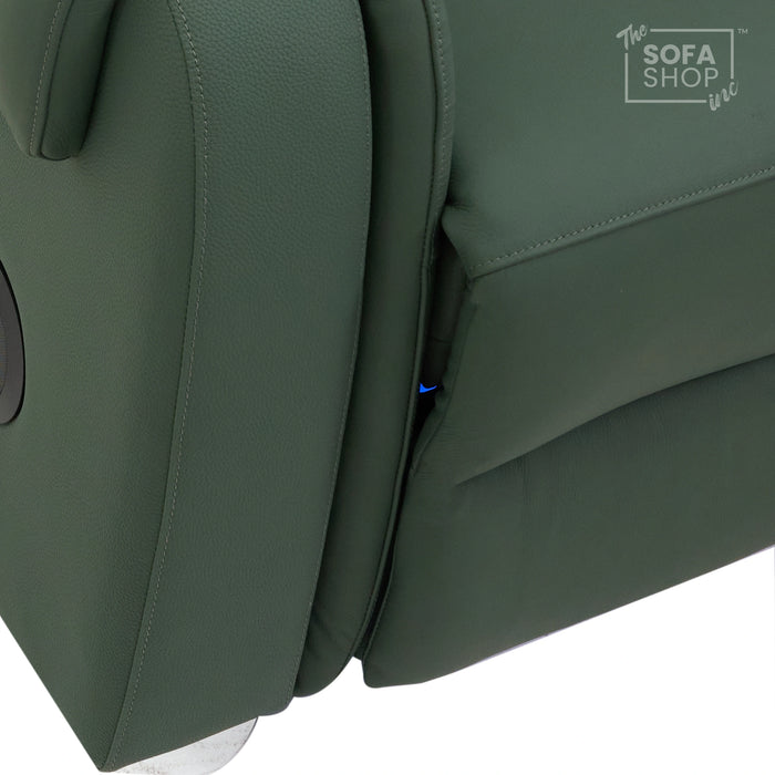 2 Seater Smart Tech Electric Recliner Cinema Sofa | Green Real Leather | Turin