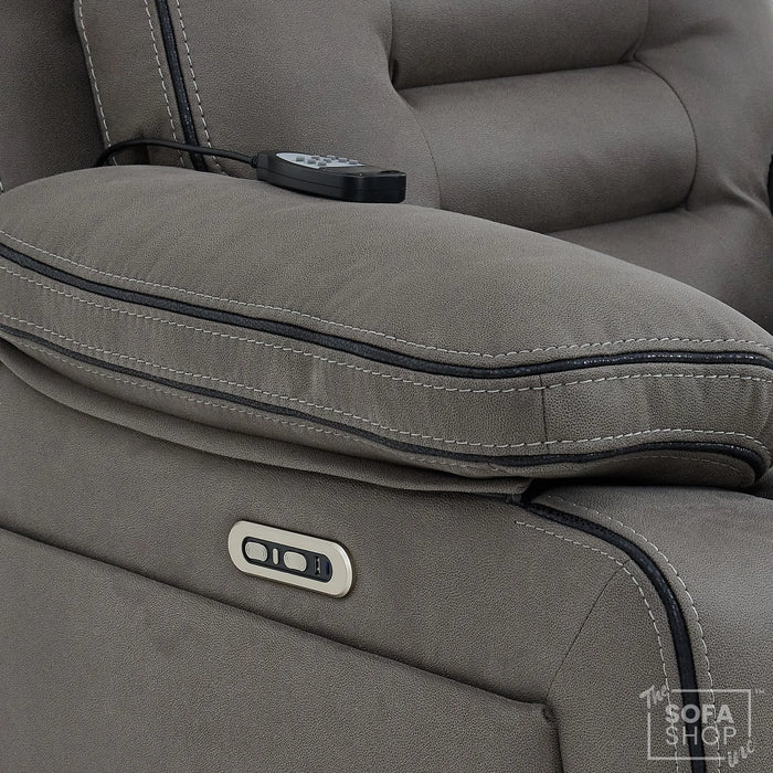 3 Seater Smart Tech Electric Recliner Cinema Sofa | Graphite Grey Fabric | Tuscany