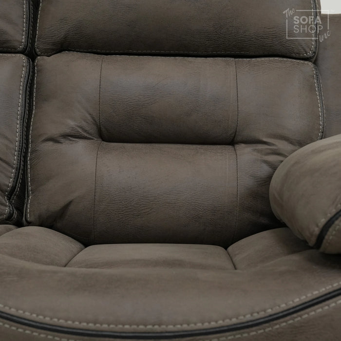 2 Seater Brown Fabric Manual Recliner Sofa with Padded Lumbar & Soft Cosy Fabric | Tuscany | Ex-Display