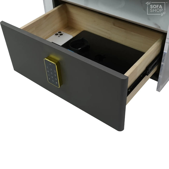 Smart Nightstand | Grey | PIN Lock + Wireless Charging | 50x40x50cm | Chicago