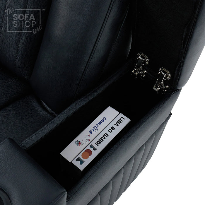 3 Seater Smart Tech Electric Recliner Cinema Sofa | Black Real Leather | Capri