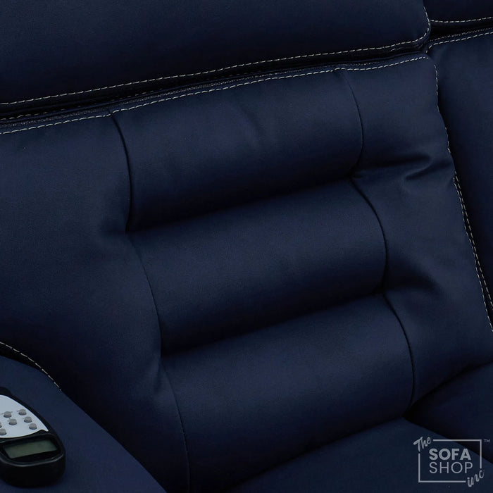 2 Piece Smart Tech Electric Recliner Cinema Sofa Set | Blue Fabric Sofa Suite | Tuscany