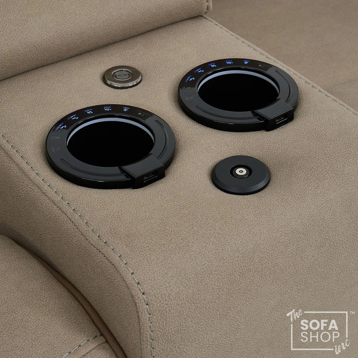 2 Seater Smart Tech Electric Recliner Cinema Sofa | Beige Fabric | Florence