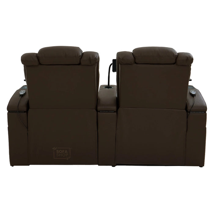 2 Seater Smart Tech Electric Recliner Cinema Sofa | Luxury Theatre Seating | Brown Real Leather | Capri