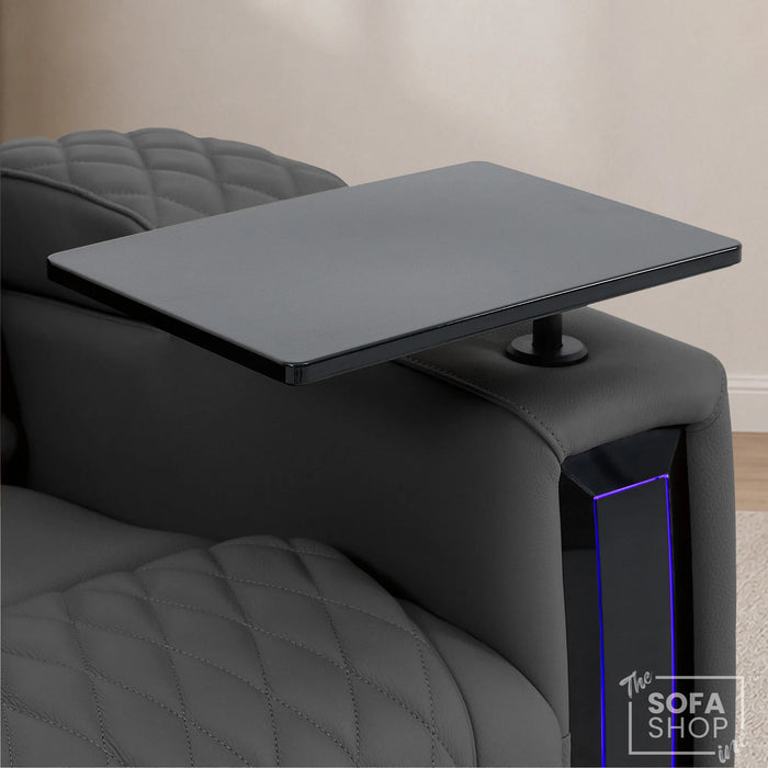 1 Seater Smart Tech Riser Recliner Cinema Chair | Luxury Theatre Seating | Grey Real Leather | Assisi