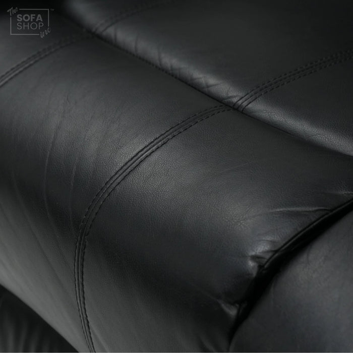 2 Seater Manual Recliner in Black Leather | Manual Reclining Mechanism | With Scratched Armrest & Ripped Side Panel | Trento | Free Assembly | Second Hand Sofa 15