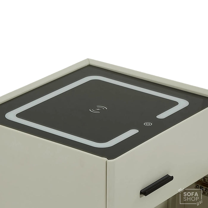 Smart Nightstand | Off-White | Hidden Safe + Wireless Charging | 50x40x45cm | California