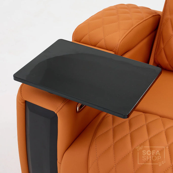 3 Seater Smart Tech Electric Recliner Cinema Sofa | Luxury Theatre Seating | Orange Real Leather | Assisi