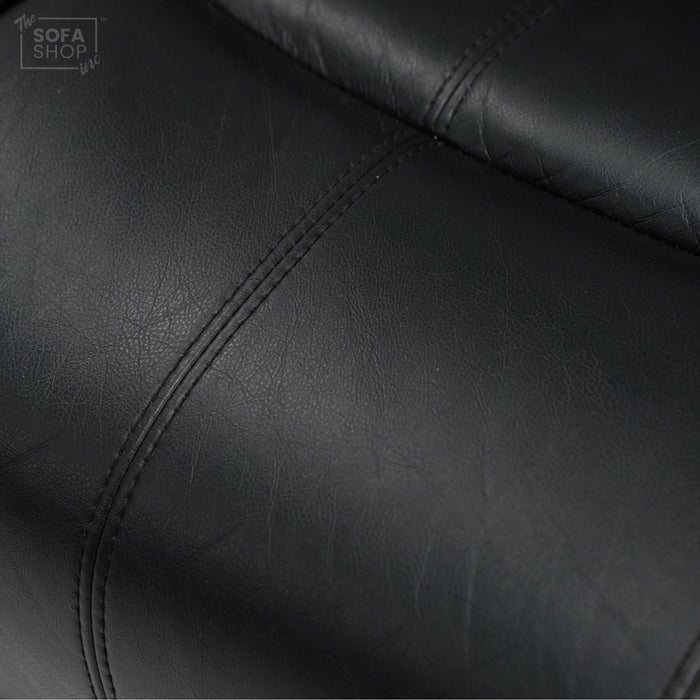 2 Seater Manual Recliner in Black Leather | Manual Reclining Mechanism | With Scratched Armrest & Ripped Side Panel | Trento | Free Assembly | Second Hand Sofa 15