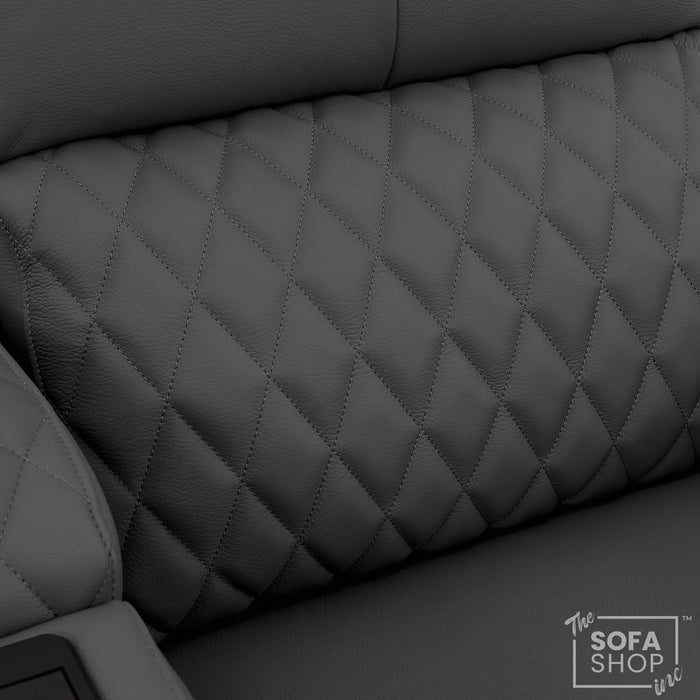 1 Seater Smart Tech Riser Recliner Cinema Chair | Luxury Theatre Seating | Grey Real Leather | Assisi