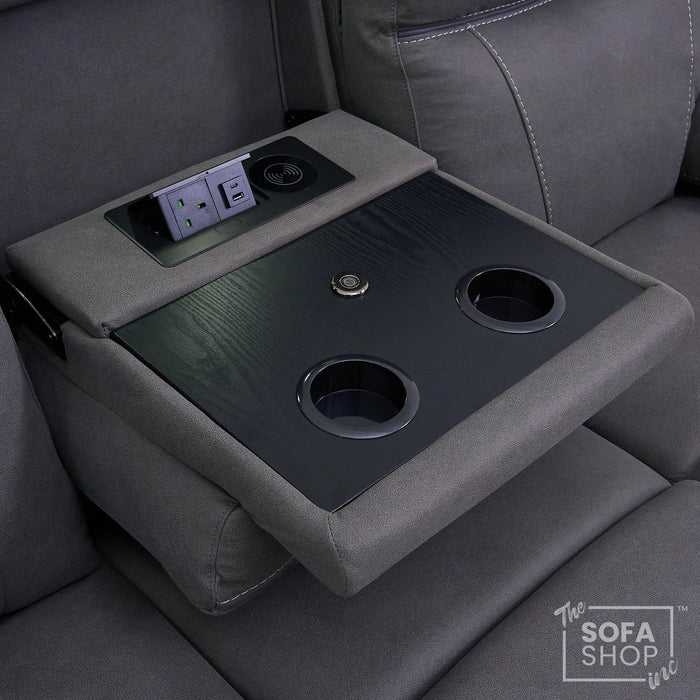 3 Seater Smart Tech Electric Recliner Cinema Sofa | Grey Fabric | Vinsonova