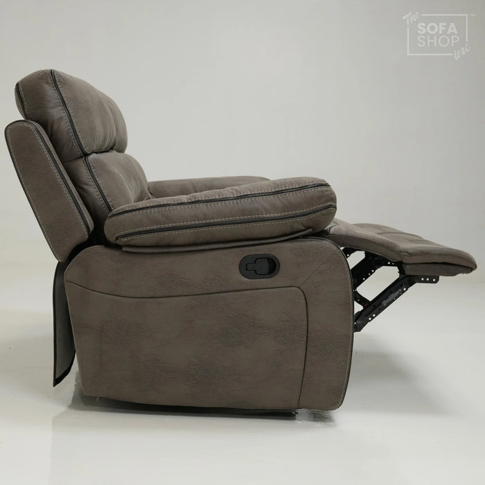 2 Seater Brown Fabric Manual Recliner Sofa with Padded Lumbar & Soft Cosy Fabric | Tuscany | Ex-Display