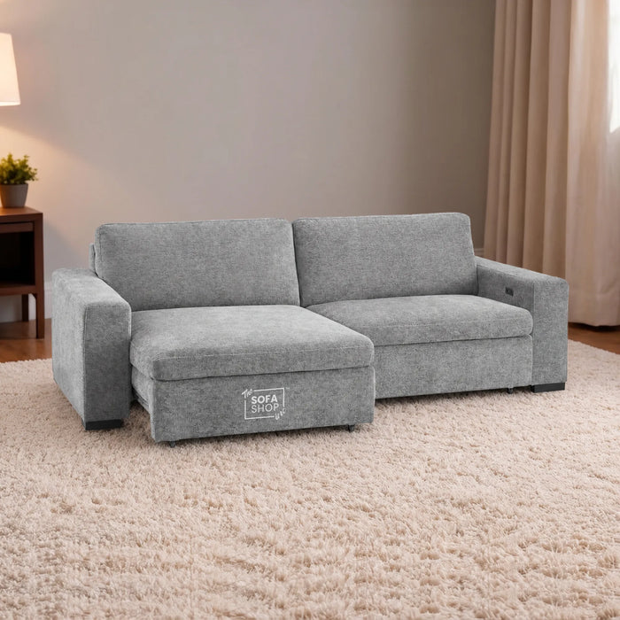 2 Wide Seat Grey Electric Sliding Sofa | Palma