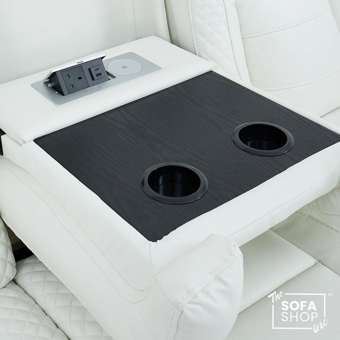 3 Seater Smart Tech Electric Recliner Cinema Sofa | White Real Leather | Napoli