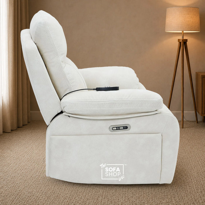 1 Seater Smart Tech Electric Recliner Cinema Chair | Cream Fabric | Vinsonova