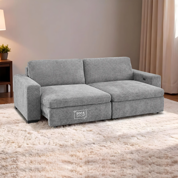 2 Wide Seat Grey Electric Sliding Sofa | Palma