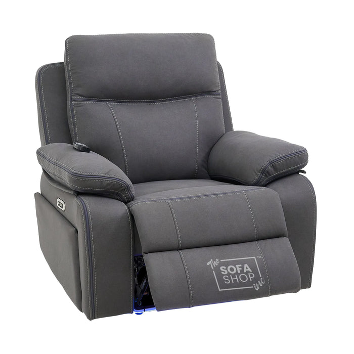 1 Seater Smart Tech Electric Recliner Cinema Chair | Grey Fabric | Vinsonova