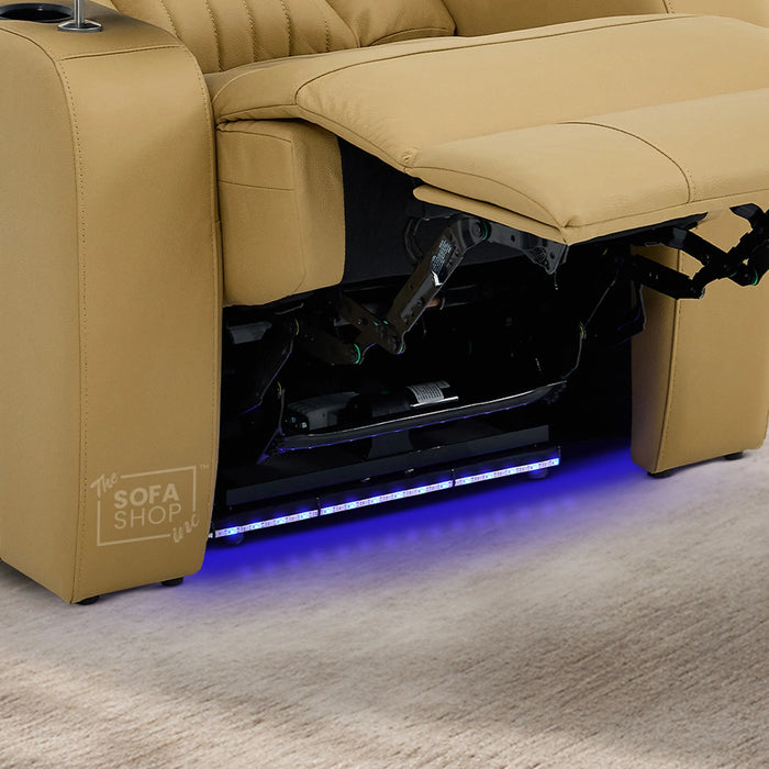 2 Seater Smart Tech Electric Recliner Cinema Sofa | Luxury Theatre Seating | Tan Real Leather | Capri