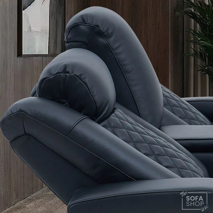 2 Seater Smart Tech Electric Recliner Cinema Sofa | Luxury Theatre Seating | Black Real Leather | Milano