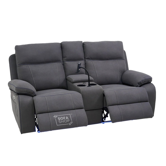 2 Seater Smart Tech Electric Recliner Cinema Sofa | Grey Fabric | Vinsonova