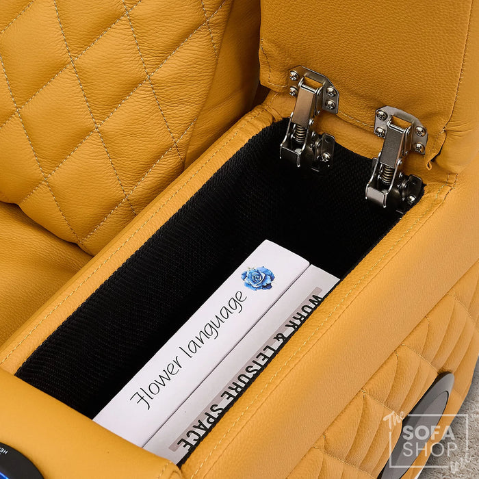 3 Seater Smart Tech Electric Recliner Cinema Sofa | Mustard Yellow Real Leather | Vicenza