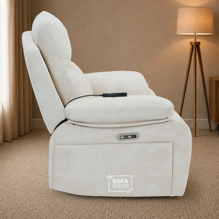 1 Seater Smart Tech Electric Recliner Cinema Chair | Cream Fabric | Vinsonova