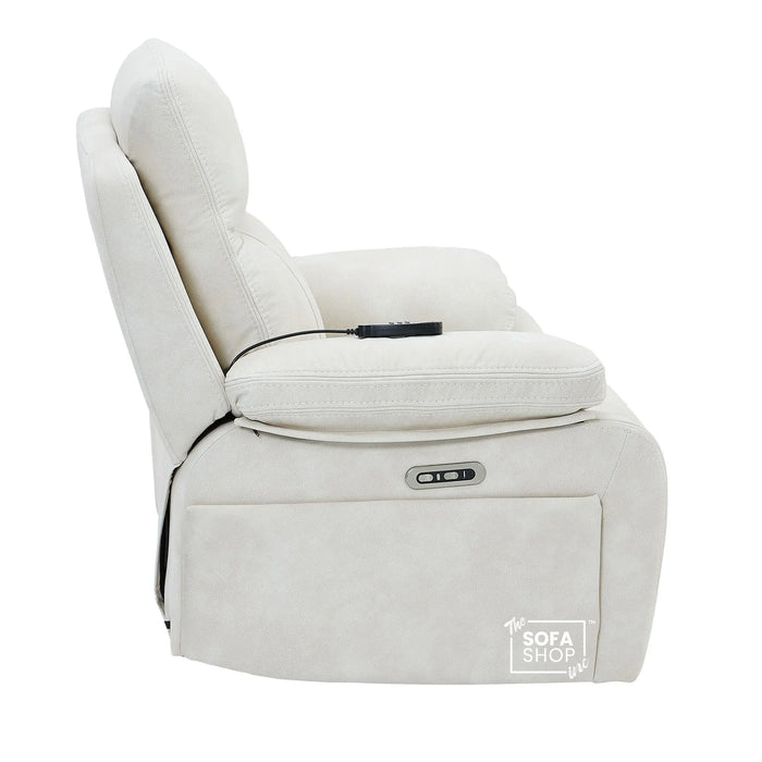 1 Seater Smart Tech Electric Recliner Cinema Chair | Cream Fabric | Vinsonova