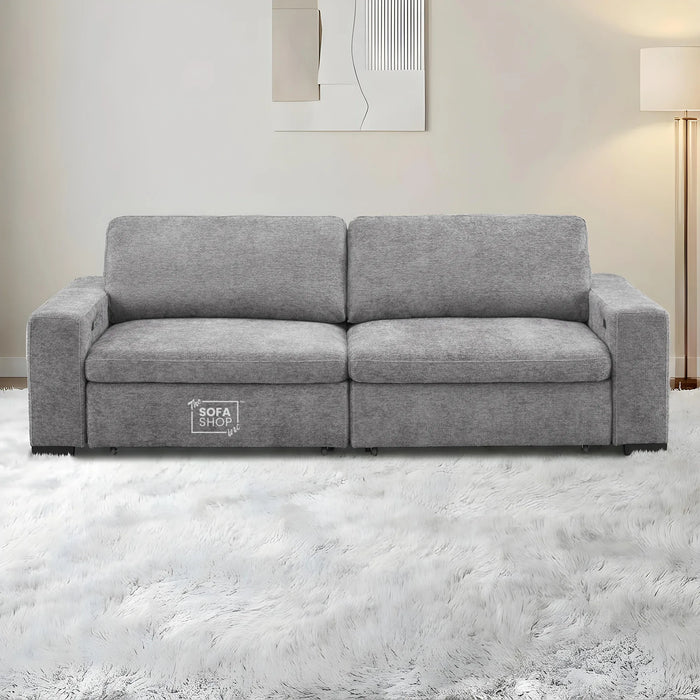 2 Wide Seat Grey Electric Sliding Sofa | Palma