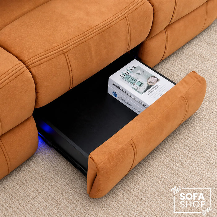 3 Seater Smart Tech Electric Recliner Cinema Sofa | Orange Fabric | Vinsonova