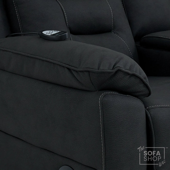 2 Seater Smart Tech Electric Recliner Cinema Sofa | Charcoal Grey Fabric | Florence