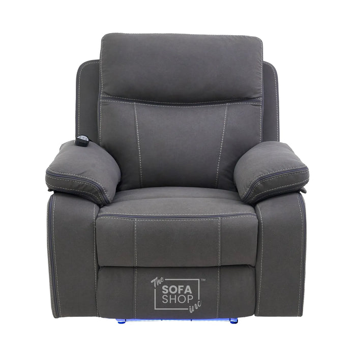 1 Seater Smart Tech Electric Recliner Cinema Chair | Grey Fabric | Vinsonova