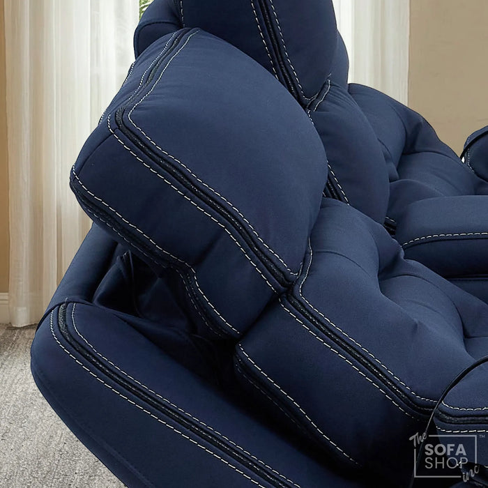 2 Seater Smart Tech Electric Recliner Cinema Sofa | Blue Fabric | Tuscany