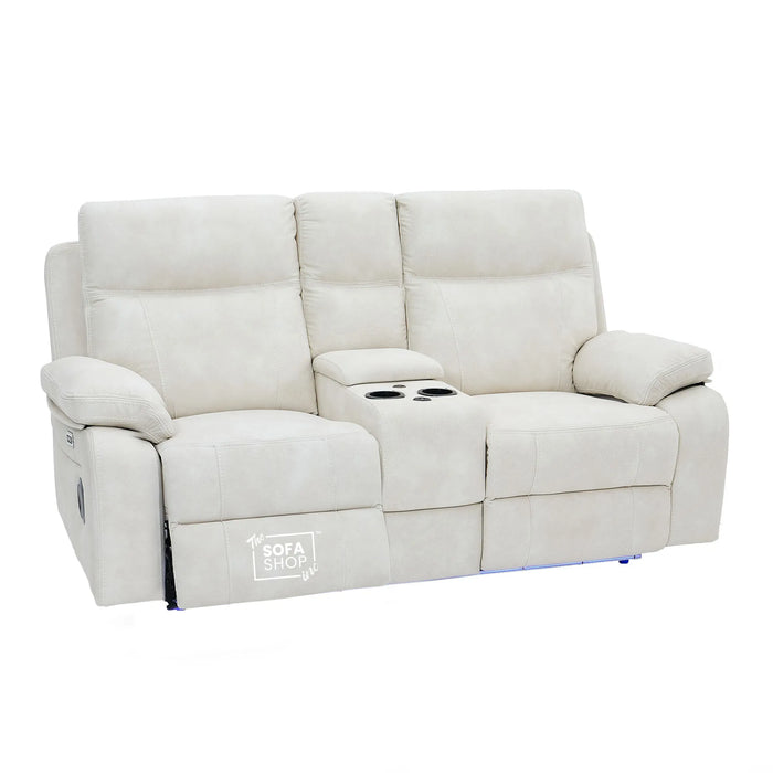 2 Seater Smart Tech Electric Recliner Cinema Sofa | Cream Fabric | Vinsonova