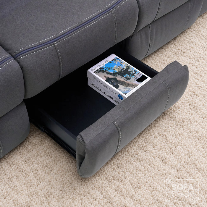 3 Seater Smart Tech Electric Recliner Cinema Sofa | Grey Fabric | Vinsonova