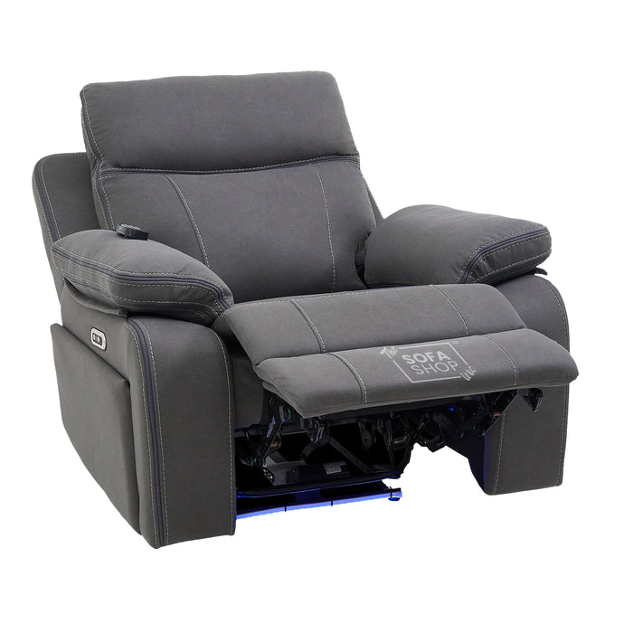 1 Seater Smart Tech Electric Recliner Cinema Chair | Grey Fabric | Vinsonova