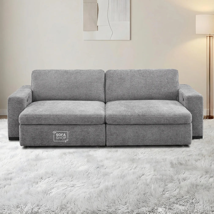 2 Wide Seat Grey Electric Sliding Sofa | Palma
