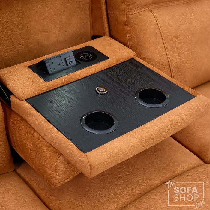 3 Seater Smart Tech Electric Recliner Cinema Sofa | Orange Fabric | Vinsonova