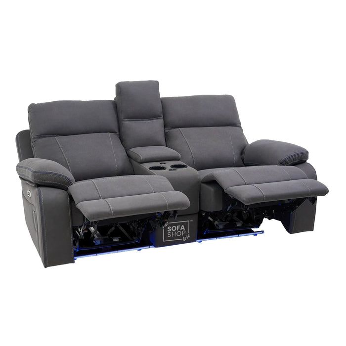 2 Seater Smart Tech Electric Recliner Cinema Sofa | Grey Fabric | Vinsonova