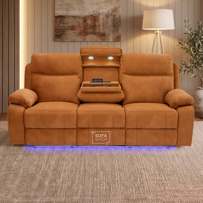 3 Seater Smart Tech Electric Recliner Cinema Sofa | Orange Fabric | Vinsonova