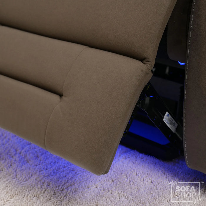 1 Seater Smart Tech Riser Recliner Cinema Chair | Mocha Brown Fabric | Tuscany