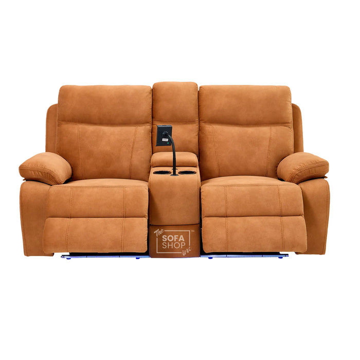2 Seater Smart Tech Electric Recliner Cinema Sofa | Orange Fabric | Vinsonova