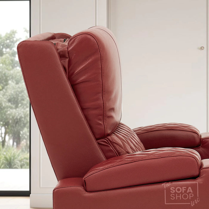 1 Seater Smart Tech Electric Recliner Cinema Chair | Luxury Theatre Seating | Red Real Leather | Assisi