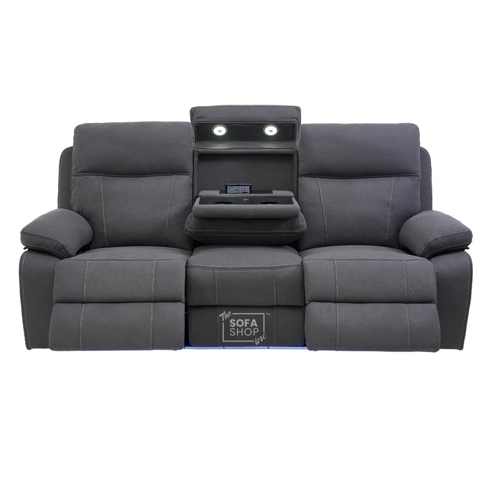 3 Seater Smart Tech Electric Recliner Cinema Sofa | Grey Fabric | Vinsonova