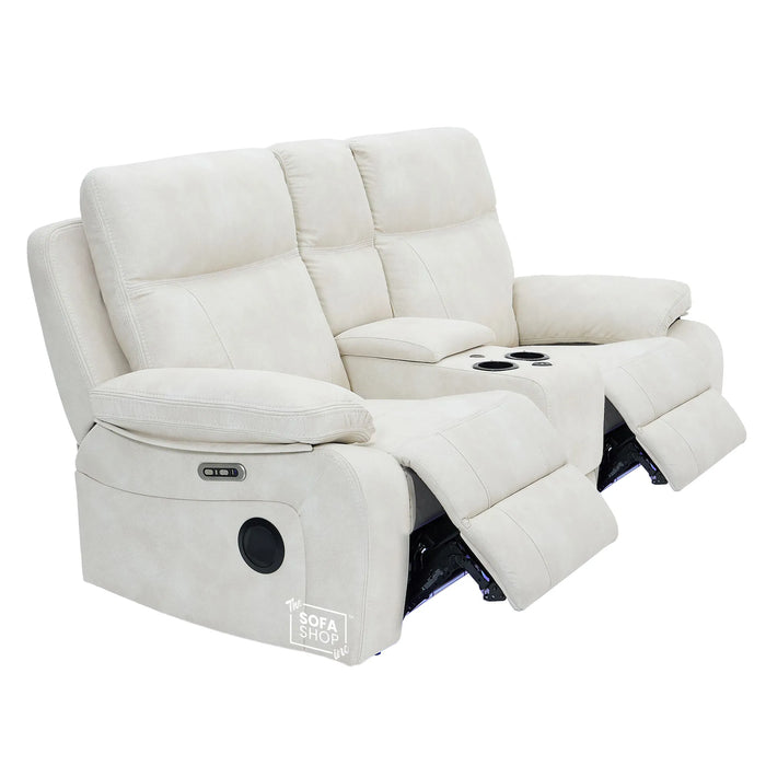 2 Seater Smart Tech Electric Recliner Cinema Sofa | Cream Fabric | Vinsonova