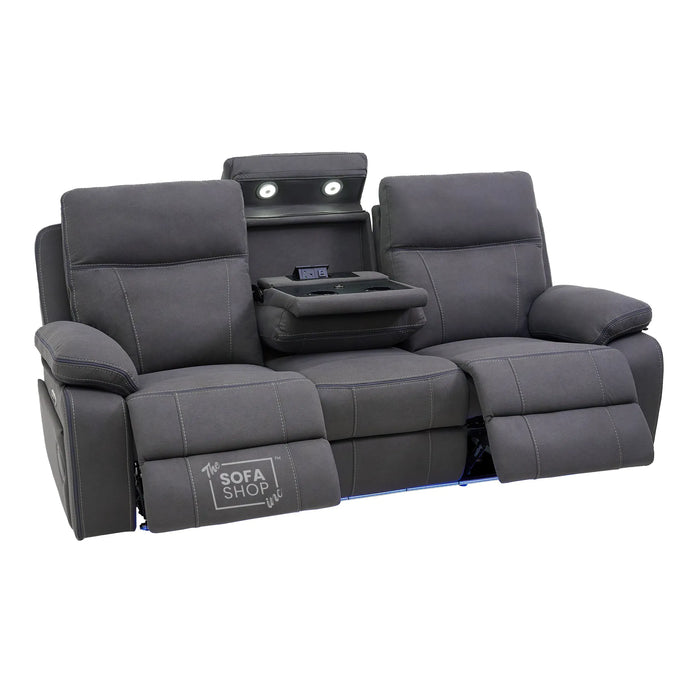 3 Seater Smart Tech Electric Recliner Cinema Sofa | Grey Fabric | Vinsonova