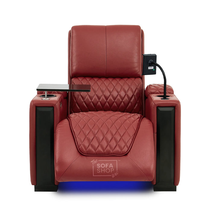 1 Seater Smart Tech Electric Recliner Cinema Chair | Luxury Theatre Seating | Red Real Leather | Assisi
